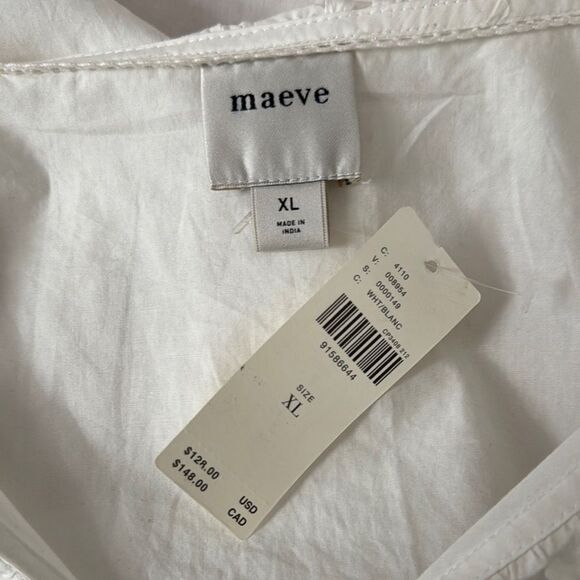 Anthropologie Maeve White Ruffled Bib Collar Blouse - Picture 6 of 7